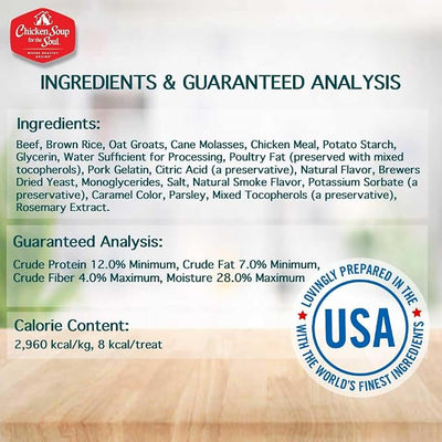 Chicken Soup for The Soul All Natural Premium Savory Snacks Soft & Chewy Dog Treats, Real Beef First Ingredient, No by-Products, Artificial Colors, Flavors or Preservatives, Beef, 16oz