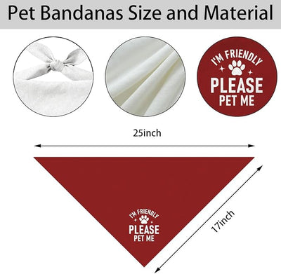 I'm Friendly Please Pet Me Dog Bandana, Red Pet Dog's Scarf Accessories, Dog's Bandana for Small Medium Dogs, Puppy Triangle Scarf for Boy and Girl, Gift to Dogs Lover