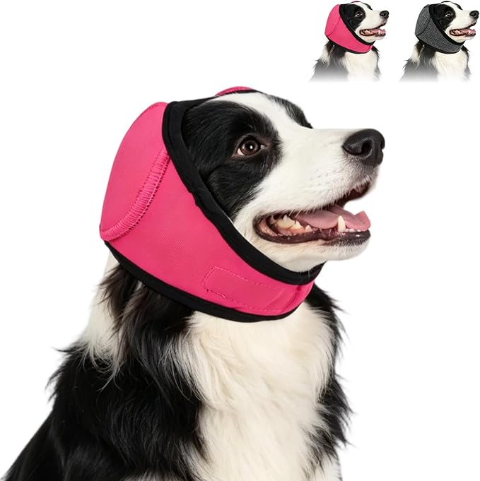 Noise Cancelling Ear Wrap, Dog No Shake Ear Wraps, Comfortable Quiet Dogs Calming Hoodie, Adjustable, Effectively isolates Noise from Fireworks, Thunder, and Vacuum Cleaners (Magenta, M)