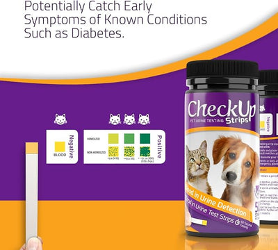 KIT4CAT CheckUp Blood in Urine Test Strips for Cats & Dogs | At-Home Hematuria Detection, Urinary Health Monitoring – 50 Reagent Strips