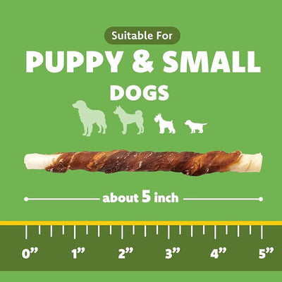 MON2SUN 5 Inch Duck Wrapped Rawhide Dog Treats for Puppy and Small Dogs, Promotes Dental Health, Healthy Snacks 21.2 oz
