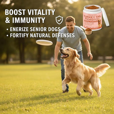 Lumiqour Turkey Tail for Dogs – Turkey Tail Mushroom for Dogs, Mushroom Supplement Powder, Support Your Mature Dog’s Immunity, Gut, Skin & Coat - 113 Scoops
