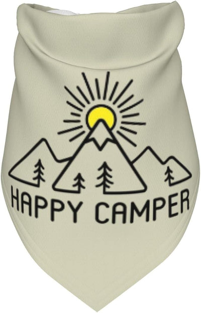 Happy Camper Summer Dog Bandana，Adorable Puppy Accessory for The avid Camper ，Pet Neckerchief for Pets Daily Wear Photo Prop Party Supplies,Funny Cute Dog Bandana (Light Green)
