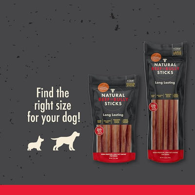 Canine Naturals | Natural Beef & Bully Sticks | 48 Count | Long-Lasting, Odor Free, High Protein Chews Made with 100% Real Bully | Bulk Carton Medium Sticks