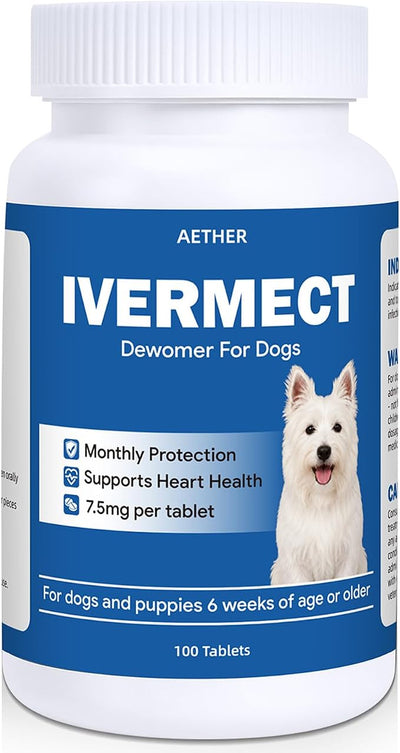 Ivermect Tablets for Dogs, Monthly Dog Wellness Supplement, Heart Health Support for Dogs, Easy to Give Formula, Supports Vitality & Internal Balance, 100 Tablets