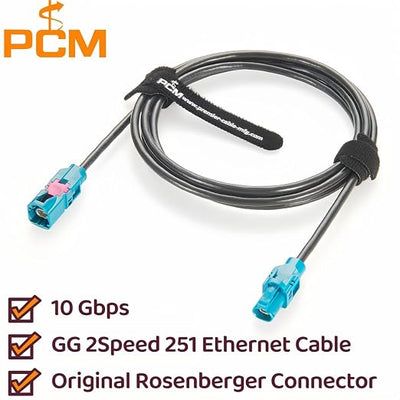 Rosenberger E6S10A-1CAZ5-Z to E6K10A-1CAZ5-Z H-MTD Automotive Ethernet Cable 10Gbps 100/1000BASE-T1 H-MTD Z Code Male to Female Extension Cable for ADAS, ECU, Robotaxi, In-Vehicle Network(1.5M/4.92FT)