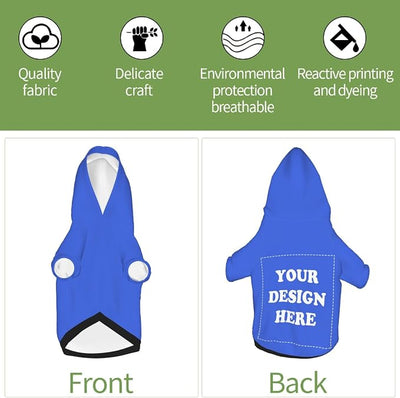 Dog Clothes, Custom Dog Hooded Sweatshirt, Personalized Pet Costume Robe Shirt with Text/Image/Club Name/Pet Shop Logo for Small Medium Large Dogs and Cats, RoyalBlue, M
