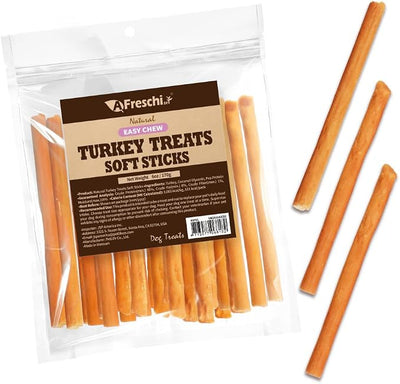 A Freschi srl Soft Turkey Dog Treats, USA-Sourced Trukey, All-Natural, Hypoallergenic, High-Protein, Low-Fat, Healthy & Easily Digestible, Puppy & Training Snack, Stick 6oz