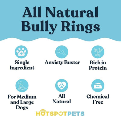 hotspot pets Bully Stick Rings for Dogs - (20 Pack) 4" Premium All Natural Long Lasting Twisted Beef Pizzle Dog Chew Treats, Low Odor - Grain Free Fully Digestible Rawhide Alternative - Thick Circles