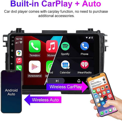 Android Stereo for Honda Vezel HR-V HRV 2013-2022, Biorunn Radio 9 inch 8-Core GPS Navi Wireless Wired Car-Play Android Auto Head Unit IPS Touch Screen FM AM RDS DSP Blue-Tooth,4GB RAM 64GB ROM