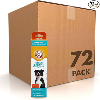 Arm & Hammer for Pets Fresh Breath Enzymatic Dog Toothpaste Chicken Flavor Baking Soda Dental Gel Eliminates Bad Breath Safe Puppies Adult Dogs Daily 2.5 OZ 72 Pack for Dogs Complete Oral Care