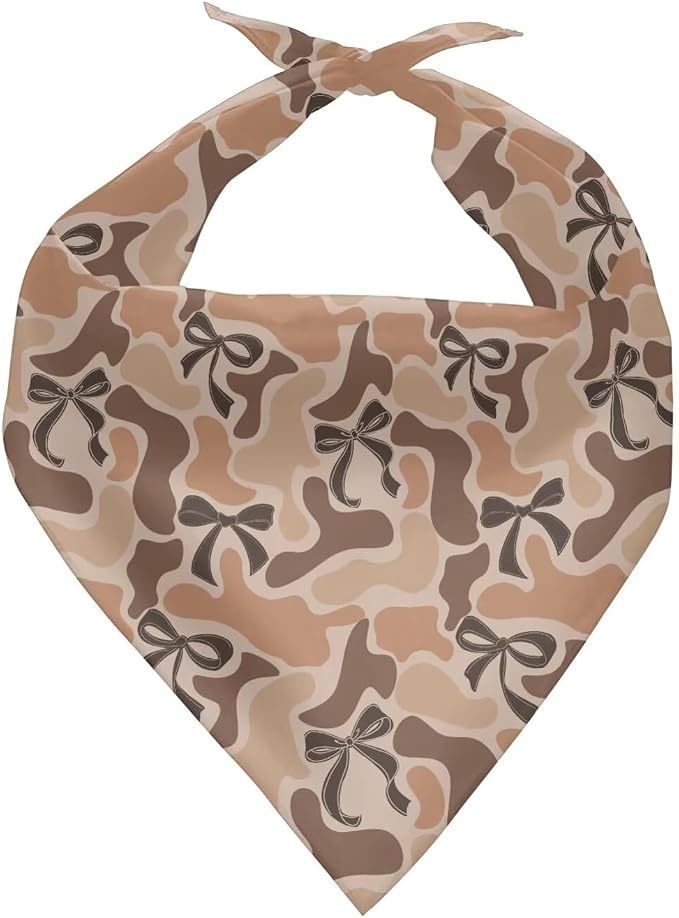 KEIAHUAN Camo Bow Dog Bandana Reversible Bib Handkerchief Soft Adjustable Square Kerchief for Small Large Dogs Puppy Costume Accessories