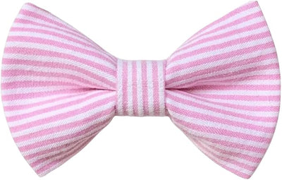 Detachable Dog Bow Tie, Slide-On Pet Bowtie for Collars, Stylish Durable Dog Lover Accessory Small, Medium & Large Dogs (Pink Seersucker, X-Large (5.5in Wide))