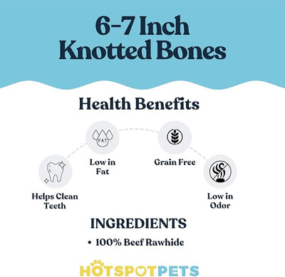 hotspot pets 20 Pack - 7 Inch USDA Certified Rawhide Dog Chews - from Grass Fed Brazilian Cows - Promotes Tooth Health and Good Behavior (20 Pack)