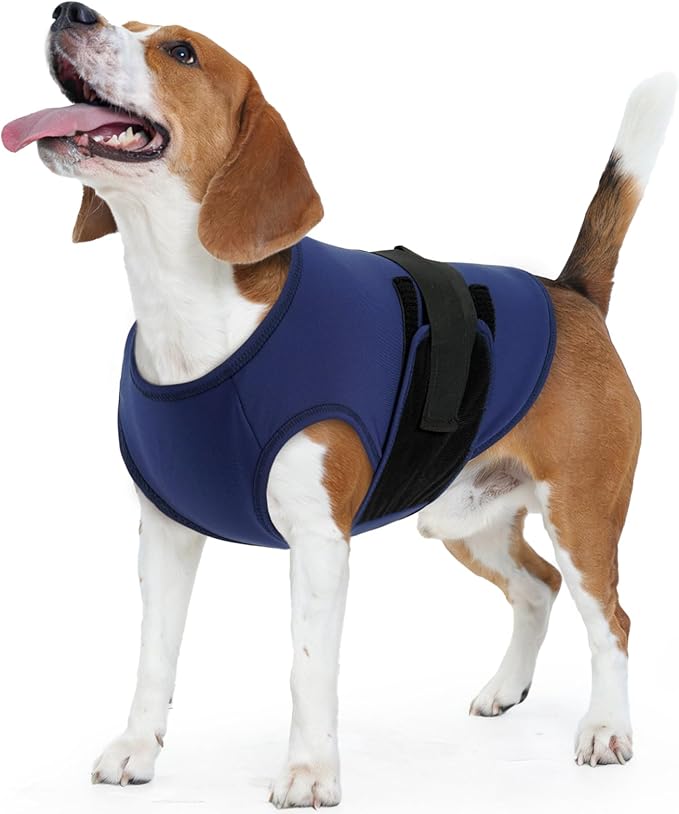 IECOii Dog Calming Vest, Adjustable Anxiety Relief Wrap, Dark Blue, Size M | Breathable Lightweight Design Helps Dogs Stay Comfortable While Receiving Gentle Calming Pressure,Adjustable Fit