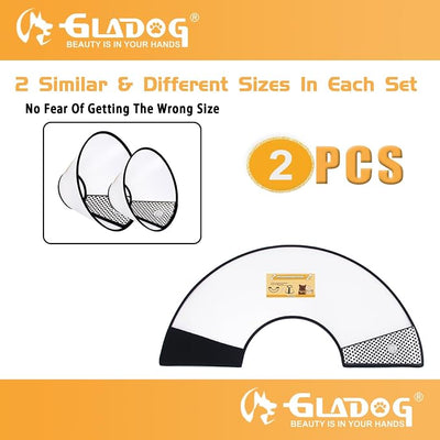 Soft Dog Cone Collar, 2 PCS (for Exact Size) Flexible Plastic Cone for Dogs After Surgery, Dog Recovery Collar, Adjustable E-Collar for Large/Medium/Small Dogs Cat, Comfy Elizabethan Collar (S)