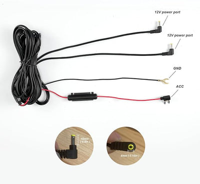 Seventour Car TV Headrest Monitor Hardwired Kit Battery Fuse Power Cable (2 Ports)