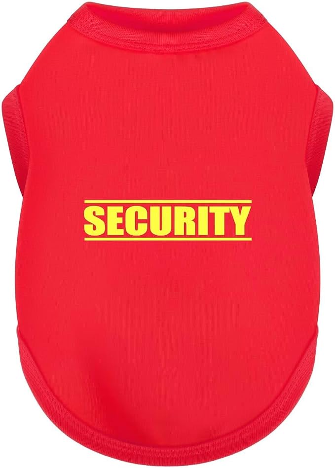 Discover Cozy Cotton Canine Wear: Soft, Lightweight, and Breathable Dog Shirt Vest with Eye-Catching Graphics(Security), Keeping Your Furry Friend Warm and Comfy! Red XL