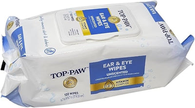 TOP PAW Ear and Eye Wipes Unscented, 100 Count, for Dogs