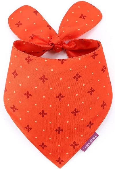 LunaMarie - Luxury Pet Birthday Bandanas -Premium & Silky Poly Fabric | 100% Handmade | Custom Shape Dual Layered (Ember, Small)
