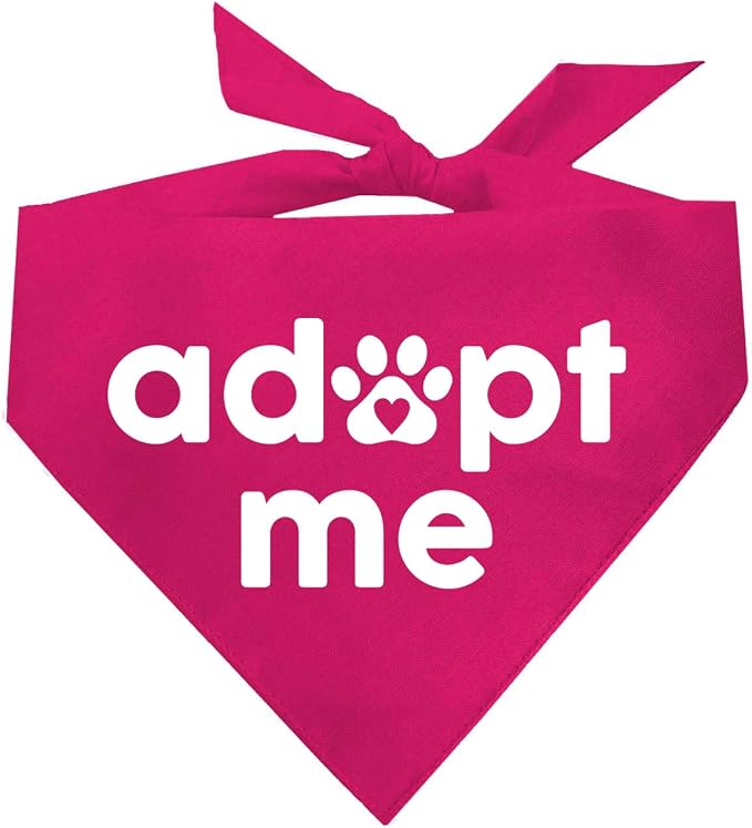 Adopt Me Dog Bandana | 100% Cotton | Made in USA | Adoption Event Prop Photoshoot | Rescue | Puppy | New Dog | Hot Pink, X-Small (326)