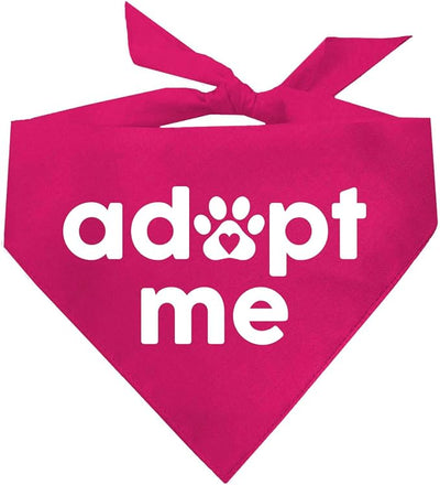 Adopt Me Dog Bandana | 100% Cotton | Made in USA | Adoption Event Prop Photoshoot | Rescue | Puppy | New Dog | Hot Pink, X-Small (326)