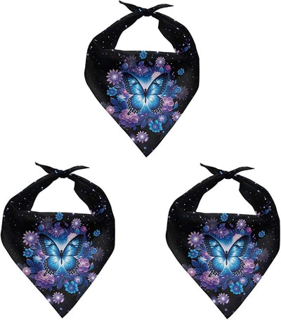 KEIAHUAN Butterfly Flower Dog Bandanas Dog Scarf Triangle Bibs Kerchief Reversible Washable Square Handkerchief Soft Comfy Pet Neckerchief for Small to Large Breed Dogs