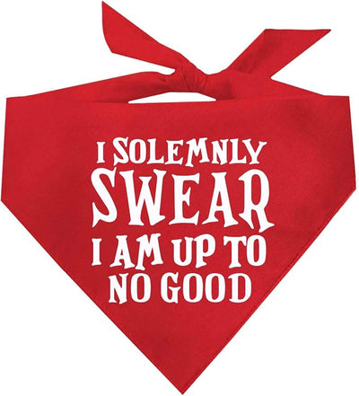 I Swear I'm Up to No Good Dog Bandana | 100% Cotton Adjustable Triangle | Made in USA | Funny Matching Costume | Mischief | Playful Quote Sayings | Red, One Size (1101) GB