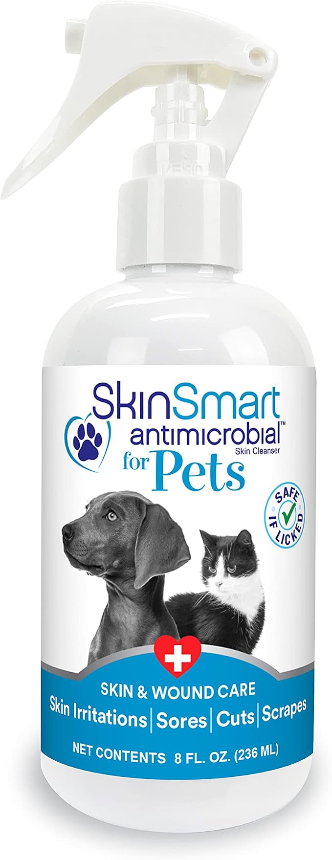SkinSmart Antimicrobial Wound Care for Pets, Hypochlorous Acid Removes Bacteria to Promote Healing and Relieves Itch, Safe if Licked, 8 Ounce Spray Bottle