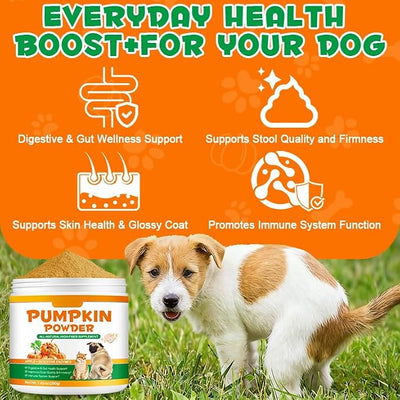 Organic & Natural Pumpkin for Dogs – Ultra-Fiber Pumpkins Powder Topper & Pumpkin Puree for Dogs – Daily Digestive Support, Grain-Free, Vet-Formulated Meal Topper to Help Regularity, Healthy Gut