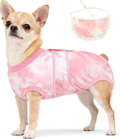 Soft Recovery Suit for Female/Male Dog Cat Puppy After Spay/Neuter, Comfortable Bonus Bandana Included, E-Collar Cone Alternative Anti Licking Wounds, Dogs Full Body Onesie, Pet Onesies Bodysuit, XS