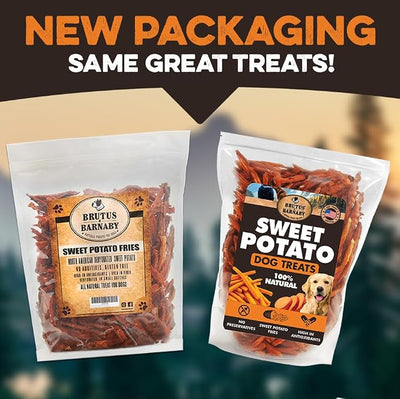 BRUTUS & BARNABY Sweet Potato Dog Treats- No Additive Dehydrated Sweet Potato Fries, Grain Free, Gluten Free and No Preservatives Added (2lb)