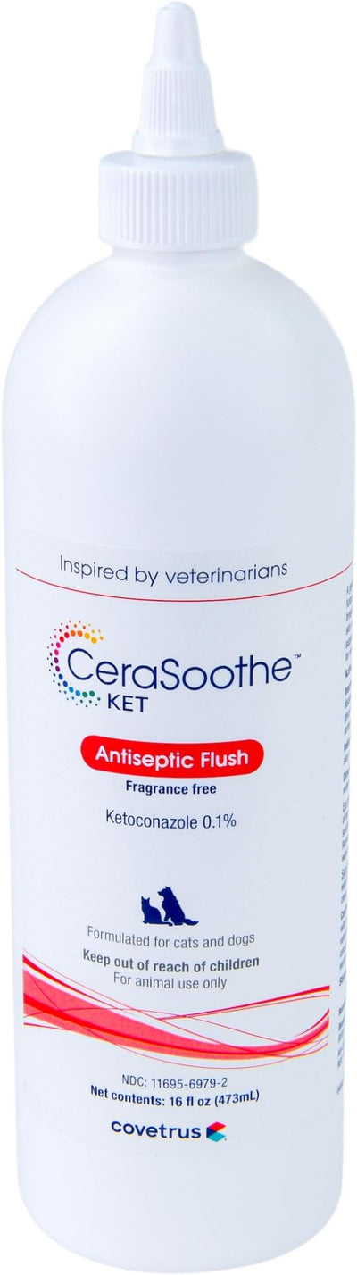 CeraSoothe® KET Antiseptic Flush for Dogs & Cats – Antifungal & Antibacterial Ear and Skin Cleanser, 16 oz