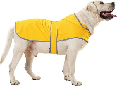 Dog Raincoat for Large Dogs Waterproof Jacket Hooded Rain Coats with Reflective Strips Leash Hole & Poncho Adjustable Fit (Yellow,XXL)