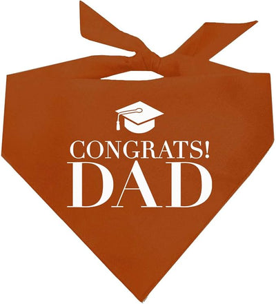 Congrats Dad Dog Bandana | 100% Cotton Adjustable Triangle | Made in USA | Graduation | College | Senior Year | Family Support | Class of |Dark Orange, One Size (420)