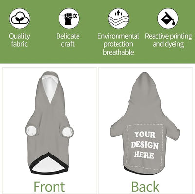 Personalized Chihuahua Dog Hoodie, Custom Pet Warm Sweatshirt Costume with Name Number Photo, Customize ID Clothes for Pupppy Kitten Dogs Cats, Grey, XL