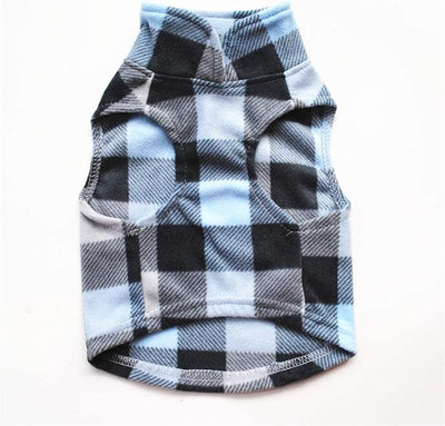 Dog Sweater, Soft Fleece Vest with Leash Ring Pullover Jacket Winter Pet Dog Clothes for Puppy Small Dog Cat Teddy Chihuahua Yorkshire for Christmas (Medium, Blue Grey Plaid)