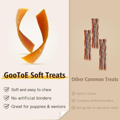 Gootoe Soft Turkey Tendon Strip 3oz, Natural Chewy Snack, USA-Sourced Turkey Tendon, Premium Training Chews, Hypoallergenic, Ideal for Small & Senior Dogs