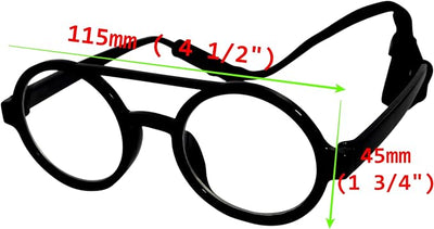 G002 Dog Pet Clear Lens Costume Glasses Small to Medium Breeds 12LBS~30LBS Prop Photoshoot Sunglasses (BR Round Black-Clear)