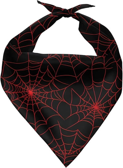 KEIAHUAN Red Spider Web Dog Bandanas Pet Scarf Birthday Gift Accessories Puppy Kerchief Washable for Small Medium Large Dogs Cats Pet Soft Cotton