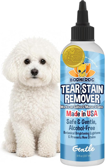 Bodhi Dog Tear Stain Remover - Removes Tears, Saliva & Mucus Stains from Dogs & Cats - Gentle, Natural Solution for Sensitive Fur & Coats, Alcohol-Free, Made in USA (8 Fl Oz)