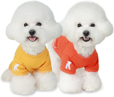 Koneseve Dog Shirts Breathable Cotton Dog Clothes Stretchy T-Shirt for Small Medium Large Dogs Cat Shirt Soft Puppy Outfit Kitten Apparel Pet Pullover Tee Blank Sweatshirt 2-Pack Yellow & Orange 3XL