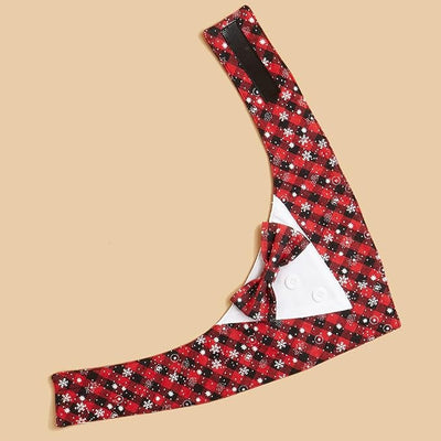 Tuxedo Dog Collar for Wedding Engagement and Birthday, Formal Dog Bandana Collar Costume with Bow Tie and Adjustable Buckle,Suitable for Small Medium Large Dog. (Snowflake, M)