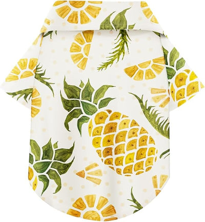 Hawaiian Dog Shirt – Lightweight and Breathable Summer T-Shirt with Tropical Prints, Fun Beach Outfit for Small, Medium, and Large Dogs, Perfect for Hot Days and Outdoor Vacation.Pineapple XL