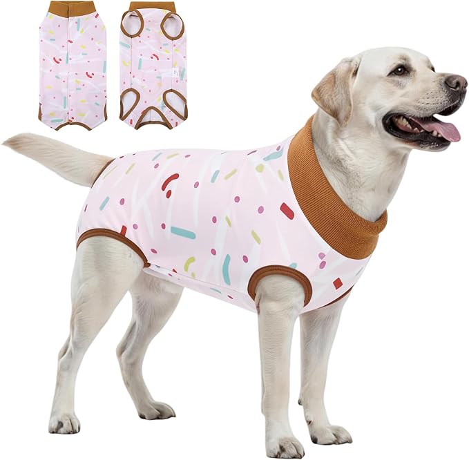 SAWMONG Recovery Suit for Dogs Female Male, Breathable Dog Onesie Body Suit After Surgery Spay Neuter, Professional Pet Surgical Suit, Substitute E-Collar Cone (Pink, L)