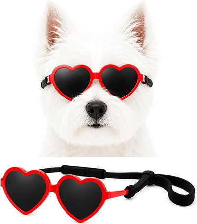 G016-1 Dog Pet Heart Costume Sunglasses for Small to Medium Breed (Medium, 12-25 lbs, Red)