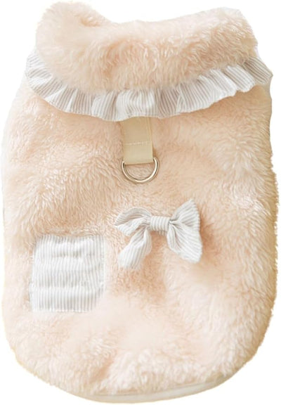 Lace Bow Decoration Puppy Coats Fleece Winter Dog Shirts for Small Medium Dogs - Christmas Outfit