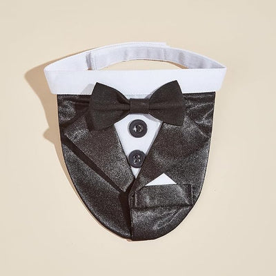 Tuxedo Dog Collar for Wedding Engagement and Birthday, Formal Dog Bandana Collar Costume with Bow Tie and Adjustable Buckle,Suitable for Small Medium Large Dog. (Black 2, M)