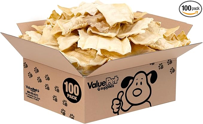ValueBull USA Rawhide Chips, 100 Count Bulk Pack - Natural & Safe, USA Beef Hide, Long Lasting, Chemical Free, No Artificial Flavors