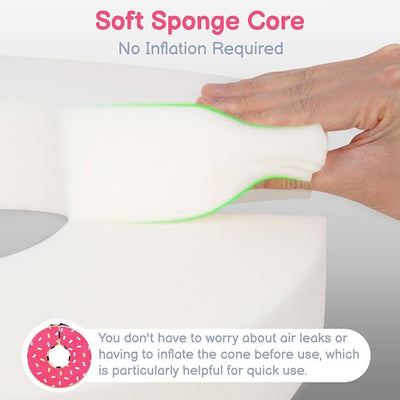 Sponge Dog Cone After Surgery, No Inflation Required Dog Donut Collar to Stop Licking, Inflatable Cone Alternatives for Medium Pets, Soft Recovery Collar with Protective Shield (Donut, S)